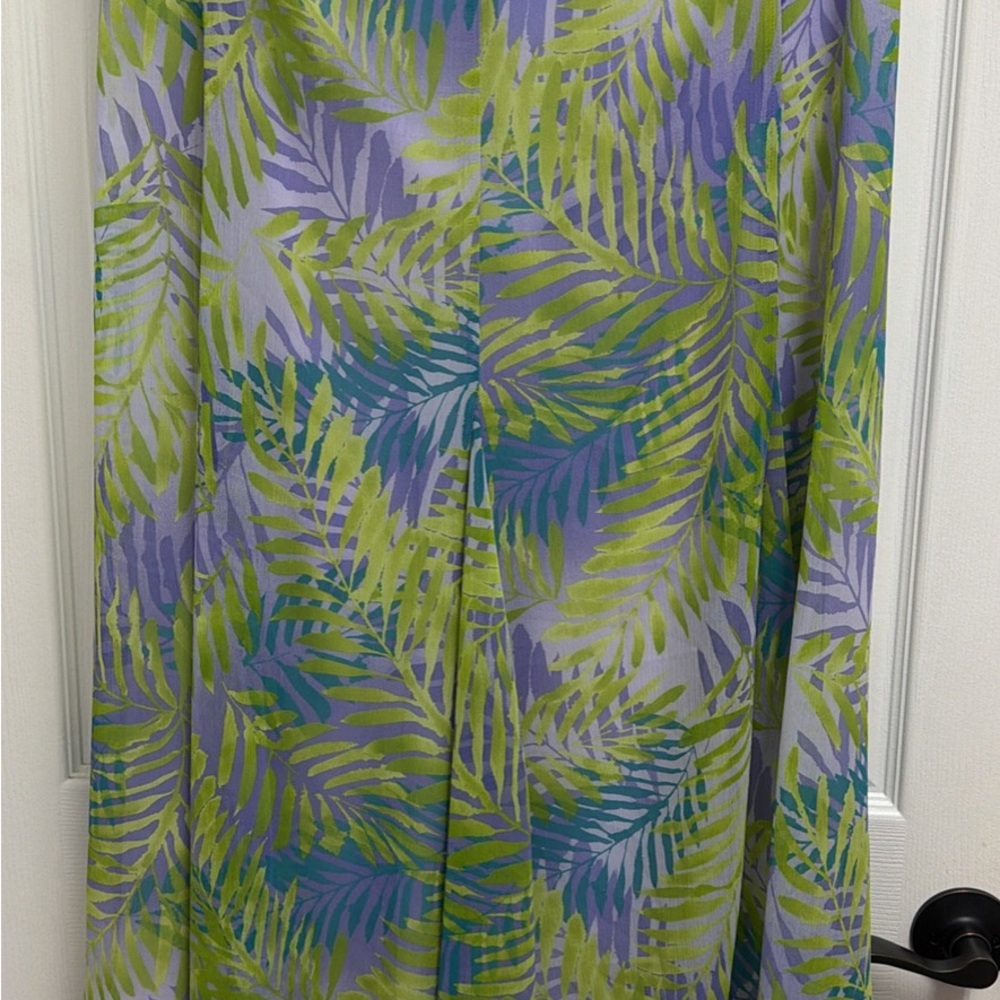 Ruby Rd. Green and Purple Leaf Print Fabric